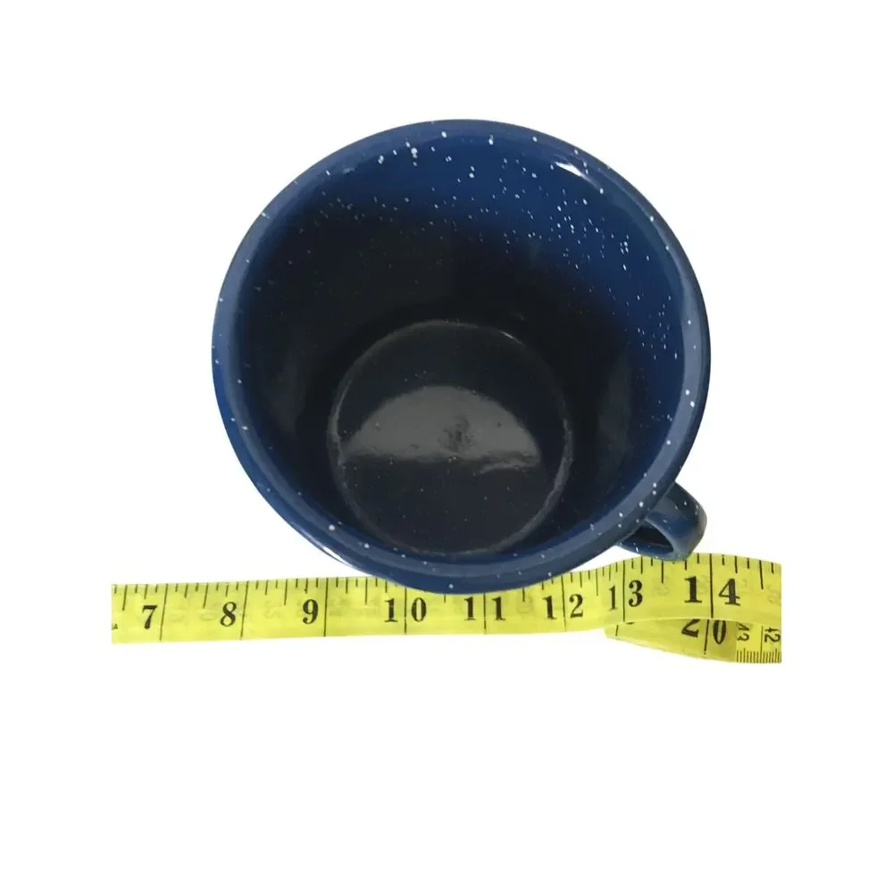 Vintage Blue Speckled Enamel Coffee Pot and Cup (Lid Clasp Attachment Missing)